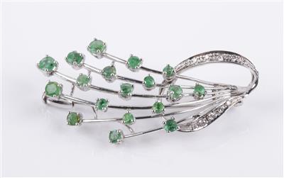 Diamant Smaragdbrosche - Jewellery and watches