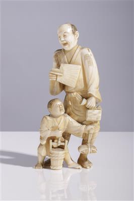 Okimono eines Mannes mit einem Jungen, Japan, Meiji Periode - Arte e antiquariato