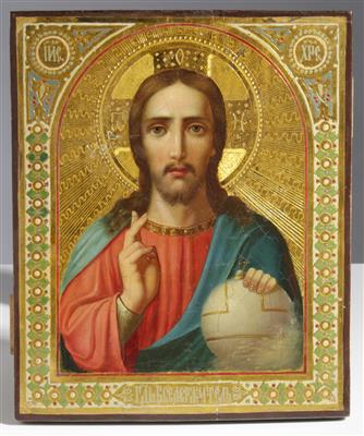 Russische Ikone "Christus Pantokrator", um 1900 - Umění a starožitnosti