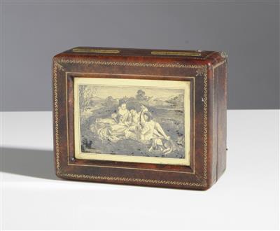 Schatulle - Humidor mit Eglomisebild, um 1900 - Umění a starožitnosti