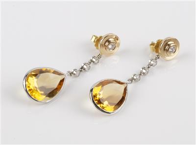 Brillant Diamant Citrin Ohrgehänge - Klenoty a Hodinky