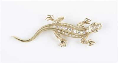 Brillant-Brosche "Echse" zus. ca. 1,60 ct - Jewellery and watches