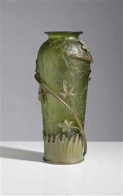Jugendstil Vase mit Metallmontierung, um 1900 - Umění a starožitnosti