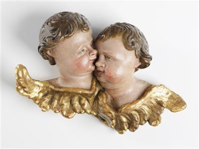 Paar geflügelte Engelsköpfe, 18. Jahrhundert - Kunst, Antiquitäten & Weihnachtskrippen