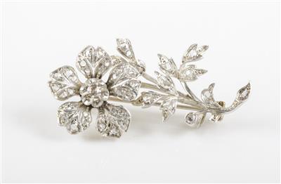 Altschliffbrillant Diamantrauten Blütenbrosche, zus. ca. 0,80 ct - Jewellery and watches