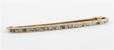 Diamantrauten Smaragdbrosche um 1900 - Jewellery and watches