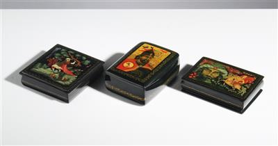 Drei Russische Lackdosen, 2. Hälfte 20. Jahrhundert - Arte e antiquariato