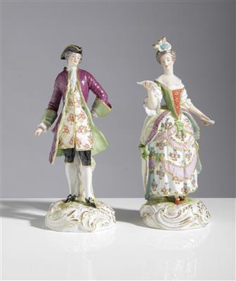 Elegantes Figurenpaar in barocker Kleidung, um 1900 - Umění a starožitnosti