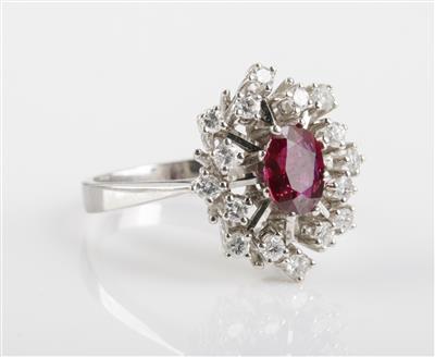 Brillant Rubin Ring - Schmuck & Uhren