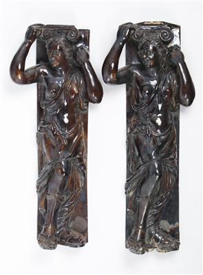 Paar Pilasterfiguren in Form von Karyatiden, um 1880 - Antiquariato e mobili