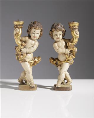Paar Putten als Leuchter im Barockstil, 20. Jahrhundert - Umění a starožitnosti