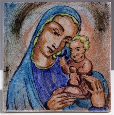 Bildplatte "Madonna mit Christuskind", wohl Schleiss Gmunden - Kunst, Antiquitäten & Teppiche