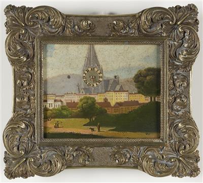 Miniatur-Bilderuhr "St. Stephan in Wien", um 1900 - Kunst & Antiquitäten