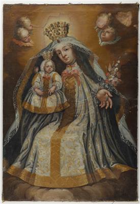 Hl. Maria mit Christuskind - Andachtsbild, Alpenländich, 18. Jahrhundert - Dipinti