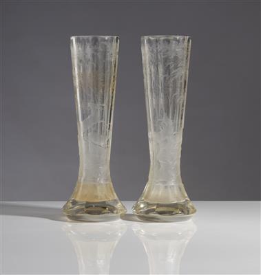 Paar Vasen mit jagdlichen Szenen, um 1900 - Antiquitäten, Möbel & Teppiche