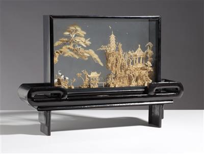 Diorama mit Mikroschnitzerei, China, 20. Jahrhundert - Kunst & Antiquitäten