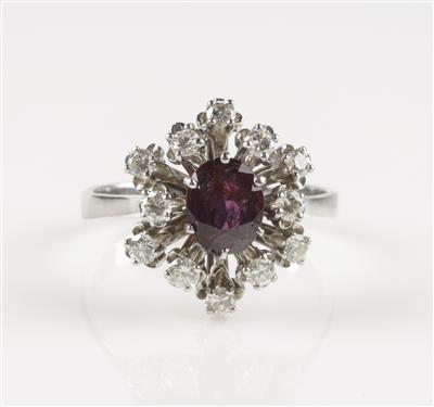 Brillant Rubin(beh.) Ring - Schmuck & Uhren