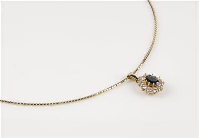 Brillant Saphir Anhänger auf Venzianerkette - Jewellery and watches