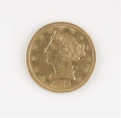 Goldmünze "Liberty Head" - Half Eagle 1879 - Klenoty a Hodinky