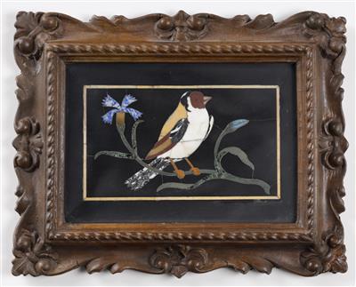 Pietra Dura Bildplatte "Vogel auf Ast", wohl Florenz 19./20. Jahrhundert - Antiques and art