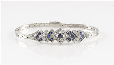 Brillant Saphirarmkette, Brillanten zus. ca. 1,15 ct - Schmuck & Uhren