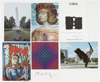 Sechs Künstler Postkarten mit Handsignaturen - Obrazy