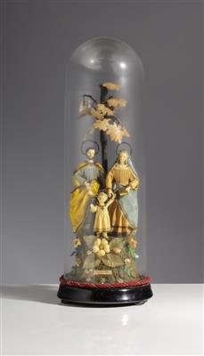 Wachsbossierung "Heilige Familie", Alpenländisch, Ende 19. Jahrhundert - Antiques and art