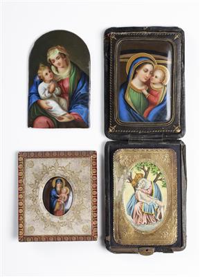 Drei Mariendarstellungen auf Porzellan, Russland und Mitteleuropa, 19. Jhd. - Kunst & Antiquitäten
