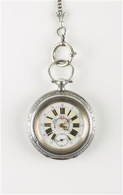 Schlüssel Taschenuhr mit Uhrkette, um 1900 - Schmuck & Uhren