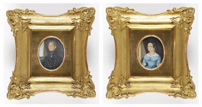Paar Biedermeier Portraitminiaturen, um 1830 - Bilder