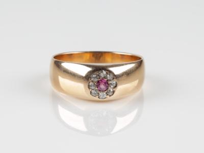 Diamant Rubinring um 1900 - Jewellery and watches