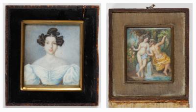 Bildnisminiatur einer jungen Dame, um 1830 - Umění a starožitnosti