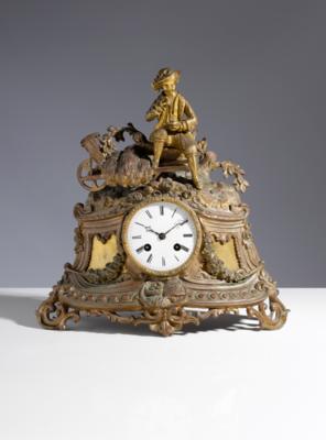 Französische Kaminuhr "Romantisches Landleben", 3. Viertel 19. Jahrhundert - Kunst & Antiquitäten