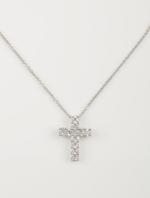 Diamantkreuz auf Ankerkette zus. ca. 1,80 ct - Jewellery and watches