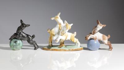 Drei Figuren "Zicklein", Hilde Dittrich (tätig für Schleiss Gmunden), Gmunden - Antiquitäten, Möbel & Teppiche