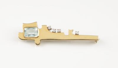 Diamant Aquamarin Brosche - Schmuck & Uhren