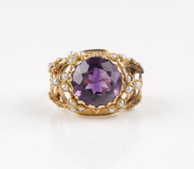 Amethyst Halbperlen Ring um 1900 - Klenoty a Hodinky