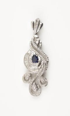 Brillant Diamant Saphir Anhänger zus. ca. 1,65 ct - Jewellery and watches