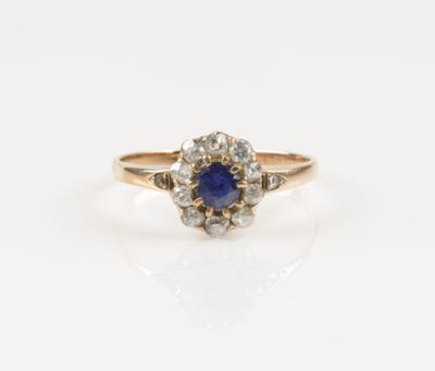 Diamant Saphir Ring um 1900 - Klenoty a Hodinky