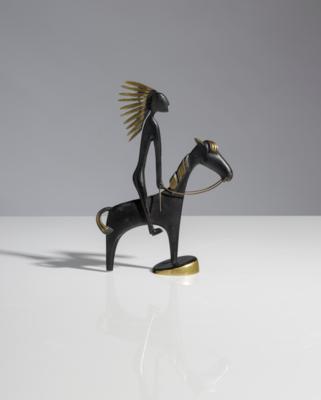 Native American zu Pferd, Werkstätte Hagenauer, Wien, um 1950 - Arte, antiquariato, mobili e tecnologia