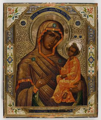 Russische Ikone "Gottesmutter von Tichwin", um 1900/10 - Kunst & Antiquitäten