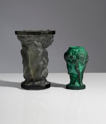 Zwei Vasen, wohl Heinrich Hoffmann bzw. Fa. Curt Schlevogt, Gablonz, um 1930 - Umění, starožitnosti, nábytek a technika