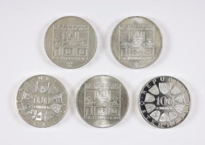 102 Stk Silbermünzen ATS 100.- - Kunst & Antiquitäten