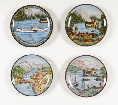 Vier Wandteller - Schalen, Pesendorfer Keramik, Gmunden, Ende 20. Jahrhundert - Umění, starožitnosti, šperky