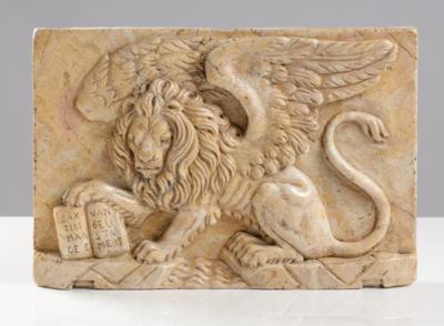 Italienische Reliefplatte mit Markuslöwen, Symbol des Evangelisten Markus und Wahrzeichen Venedigs - Umění, starožitnosti, šperky
