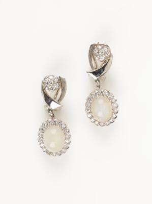 Diamant Opal Ohrclips, Diamanten zus. ca. 1,0 ct - Schmuck & Uhren