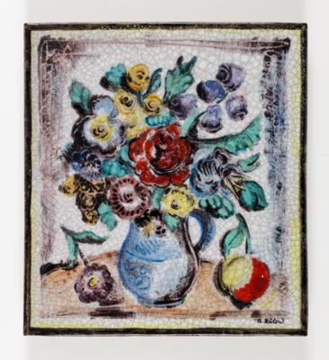 Bildplatte "Blumen Stillleben", Entwurf Franz von Zülow (Wien 1883-1963), Schleiss Gmunden, 3. Viertel 20. Jahrhundert - Art & Antiques