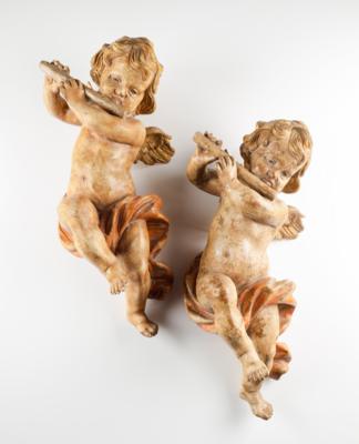 Paar musizierende fliegende Engel im Barockstil - Kunst & Antiquitäten