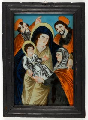 Hinterglasbild "Heilige Familie", Sandl in Oberösterreich, 19. Jahrhundert - Art & Antiques