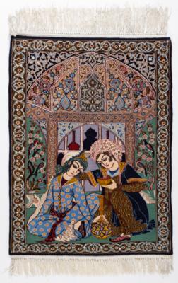 Isfahan Teppich, ca. 94 x 71 cm, Zentralpersien, Ende 20. Jahrhundert - Kunst & Antiquitäten